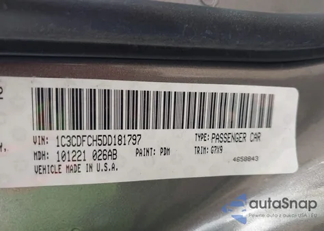 2013 Dodge Dart Limited from USA, damaged, VIN 1C3CDFCH5DD181797